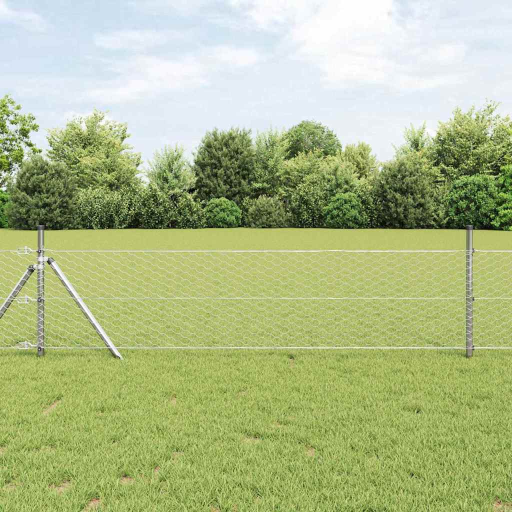 Gjerde med innlegg. sølv 0.6 x 25 m PVC-belagt stål