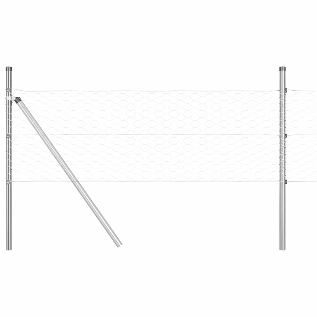 Gjerdepåle sølv 25 x 0,6 m (36 mm mesh) Stål vidaXL