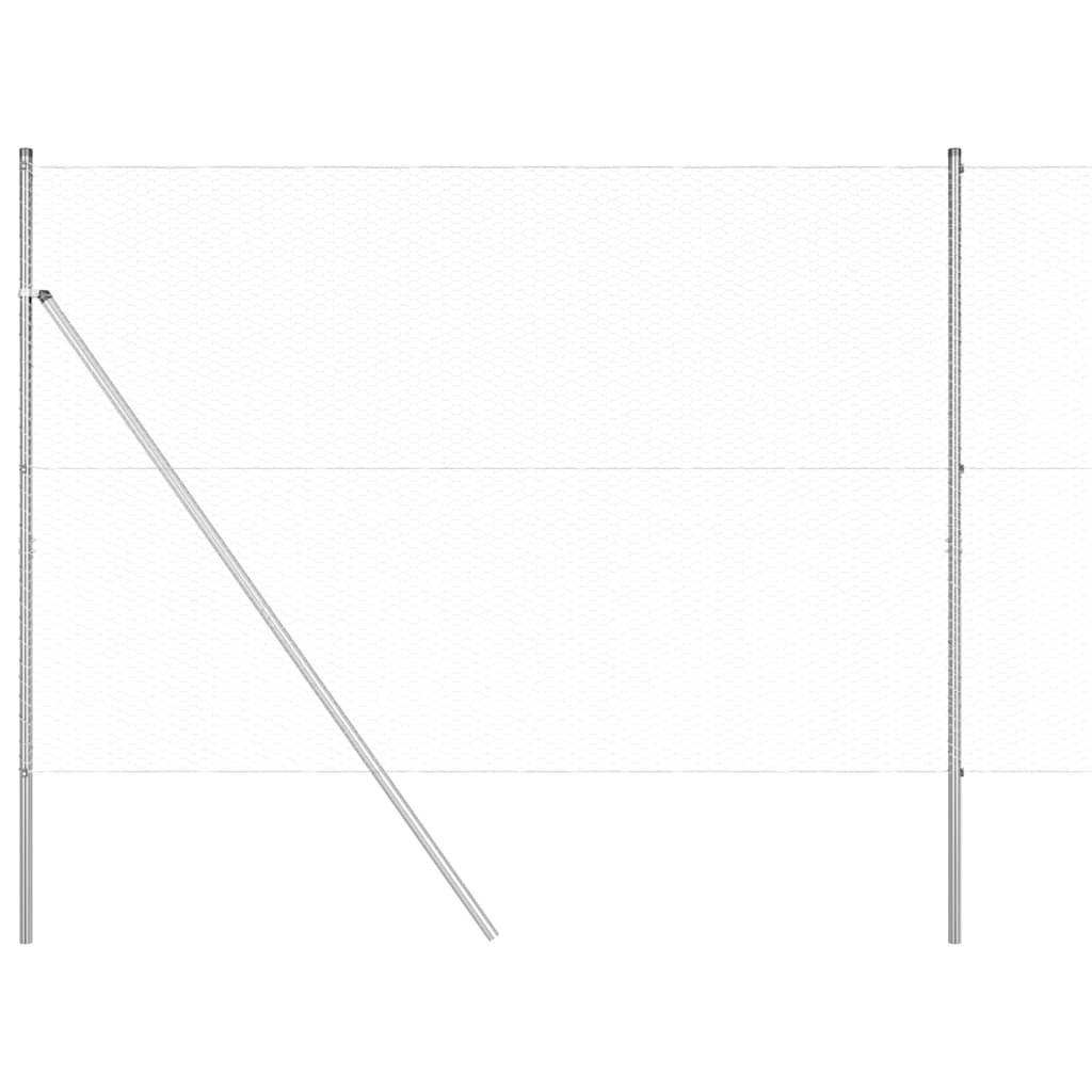 Gjerdepåle sølv 25 x 1,5 m (25 mm nett) Stål vidaXL