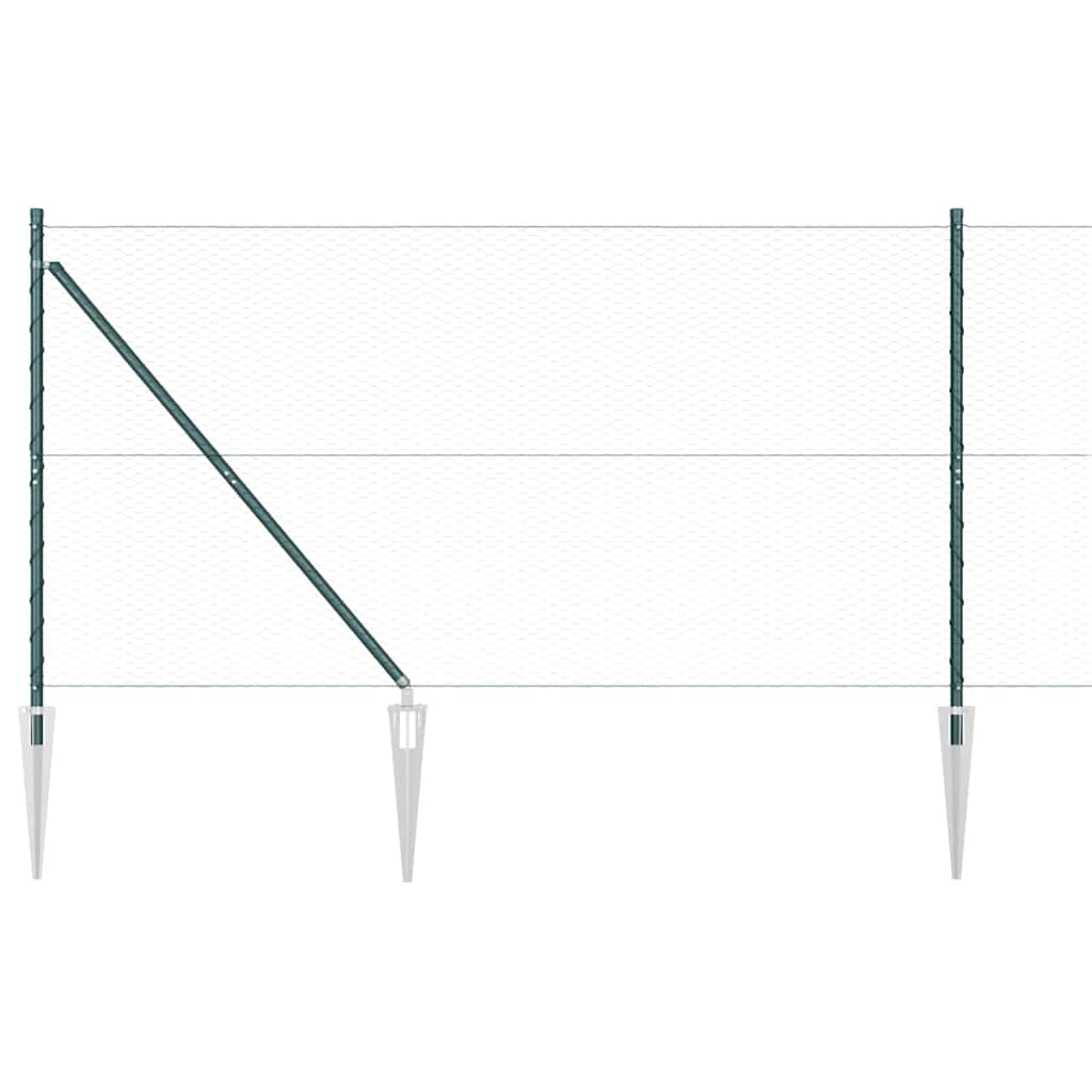 Sekskantet gjerde med post 50 x 1,4 m PVC-belagt stål Grønn