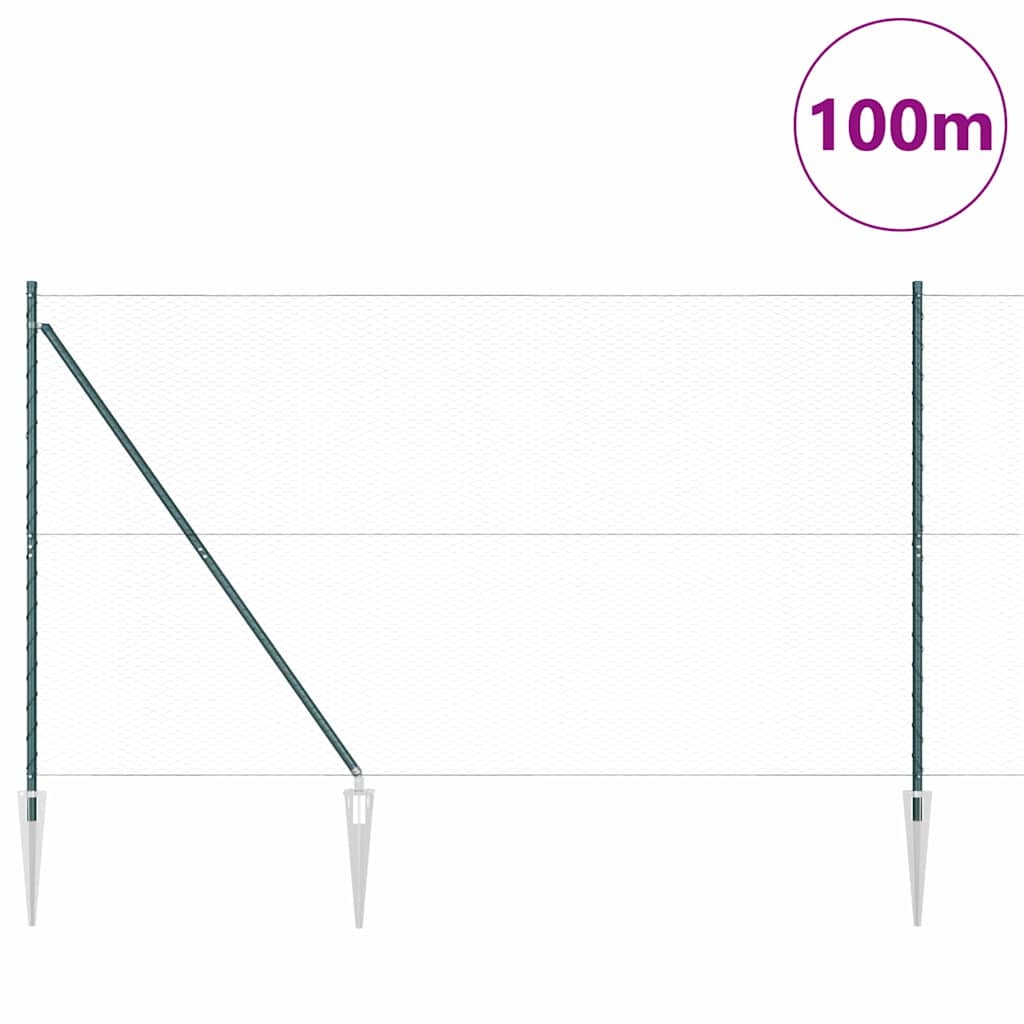 Svweiende trådgjerde med spisser 100 x 1,5 m (B x H)