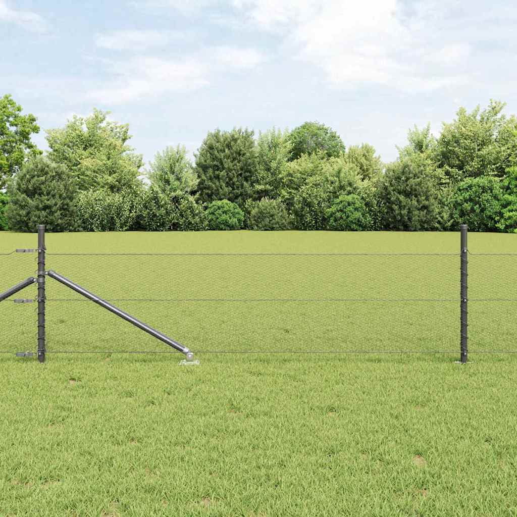 Gjerde med innlegg. Grå 0.8 x 10 m PVC-belagt stål