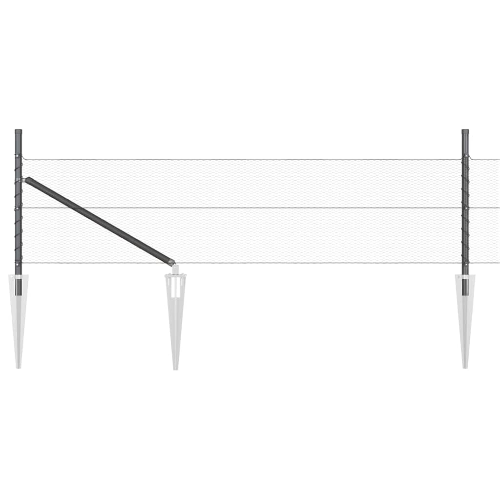 Gjerde med innlegg. Grå 0.8 x 10 m PVC-belagt stål