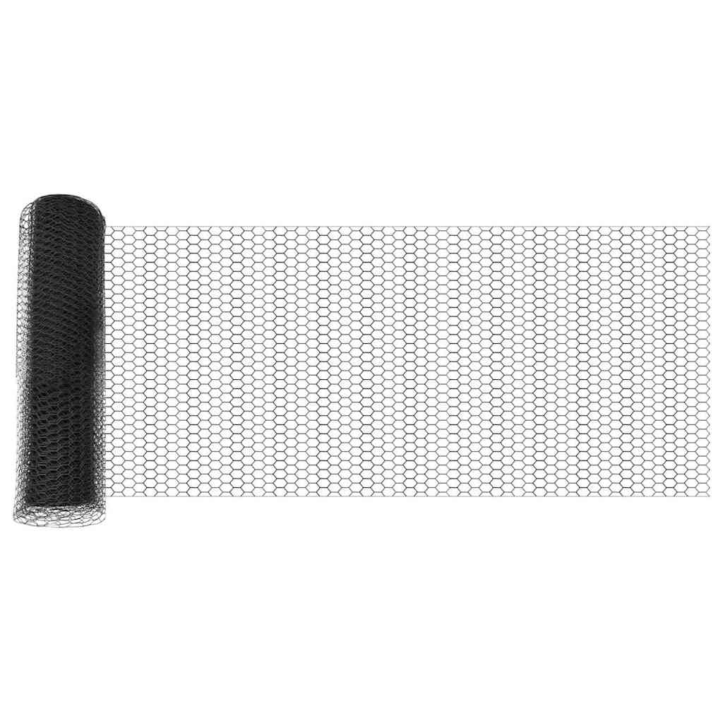 Gjerde med innlegg. Grå 0.8 x 10 m PVC-belagt stål