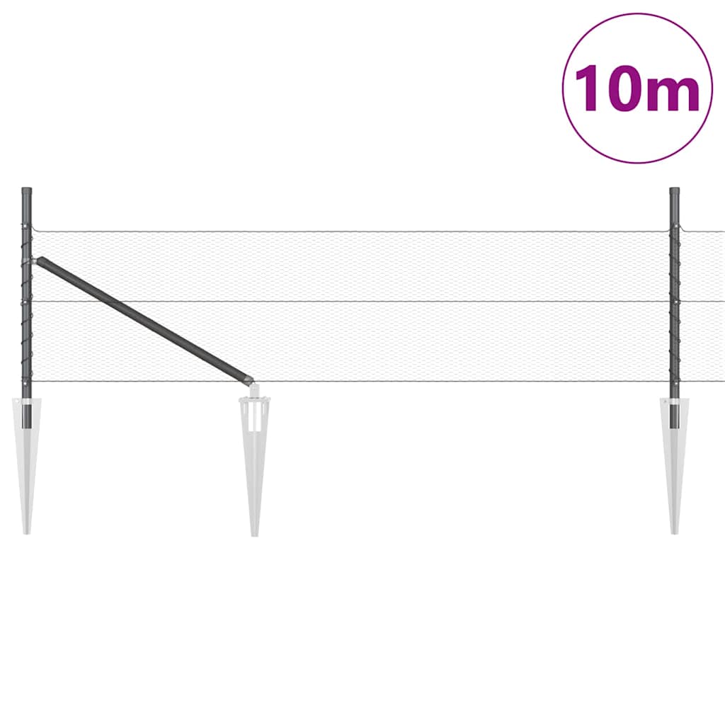Gjerde med innlegg. Grå 0.8 x 10 m PVC-belagt stål