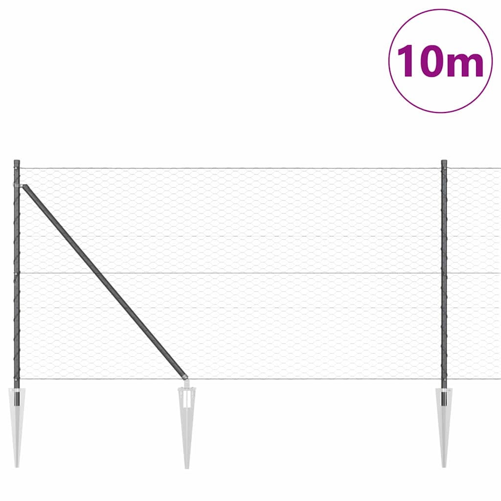Svweiende trådgjerde med spisser 10 x 1 m (B x H)
