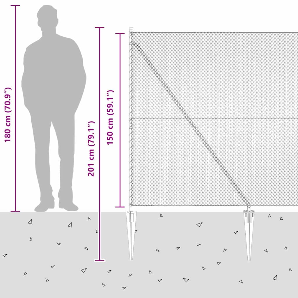 Sekskantet gjerde med post 50 x 1,5 m PVC-belagt stål Grå Mesh