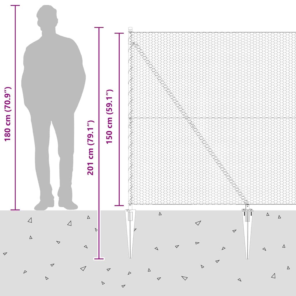 Sekskantet gjerde med post 50 x 1,5 m PVC-belagt stål Grå Mesh
