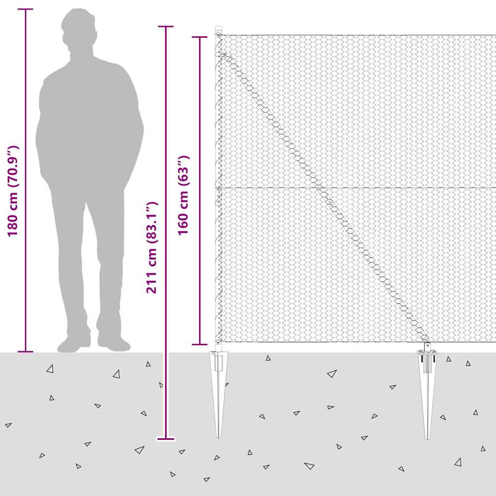 Sekskantet gjerde med post 50 x 1,6 m PVC-belagt stål Grå Mesh