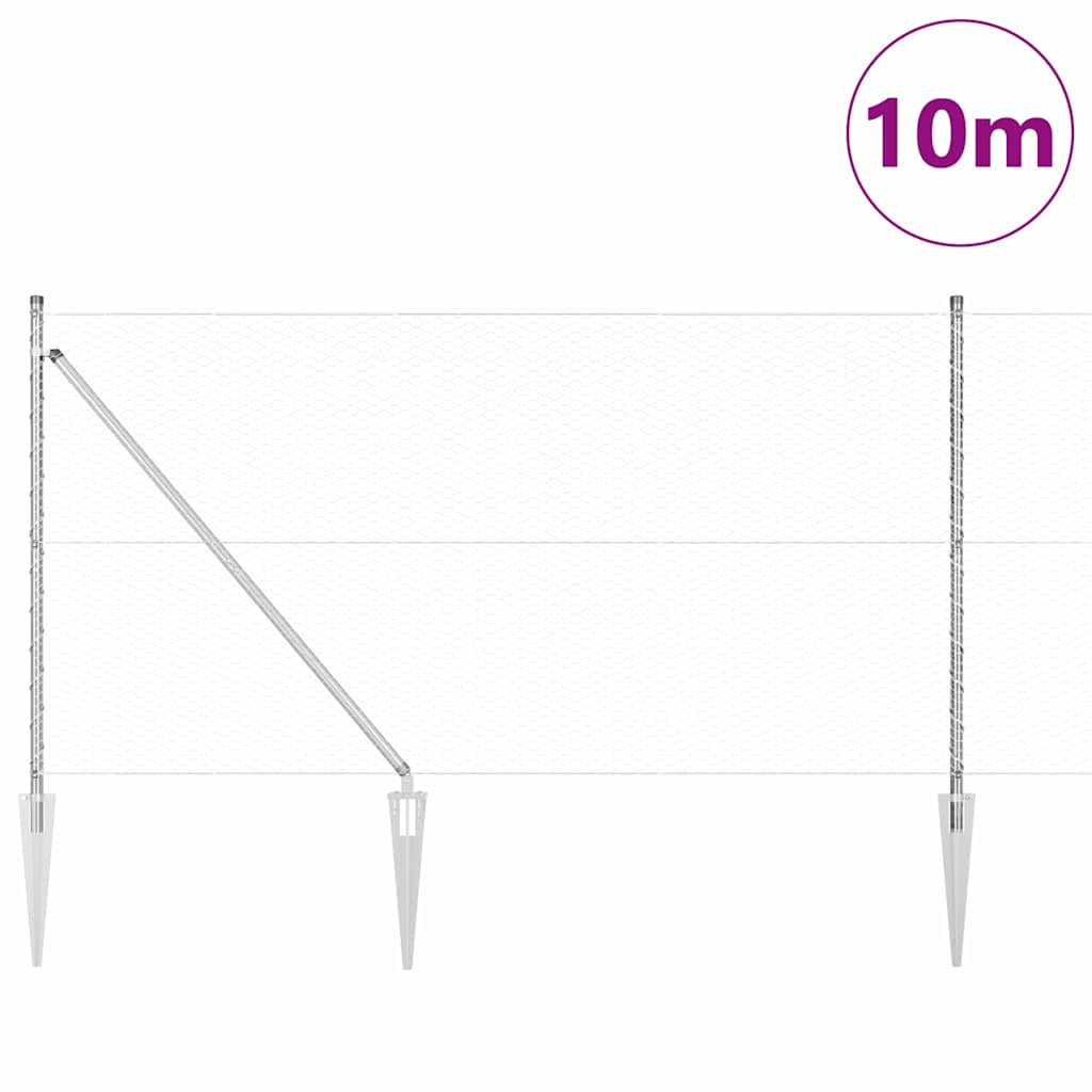 Gjerde med innlegg. sølv 1 x 10 m PVC-belagt stål