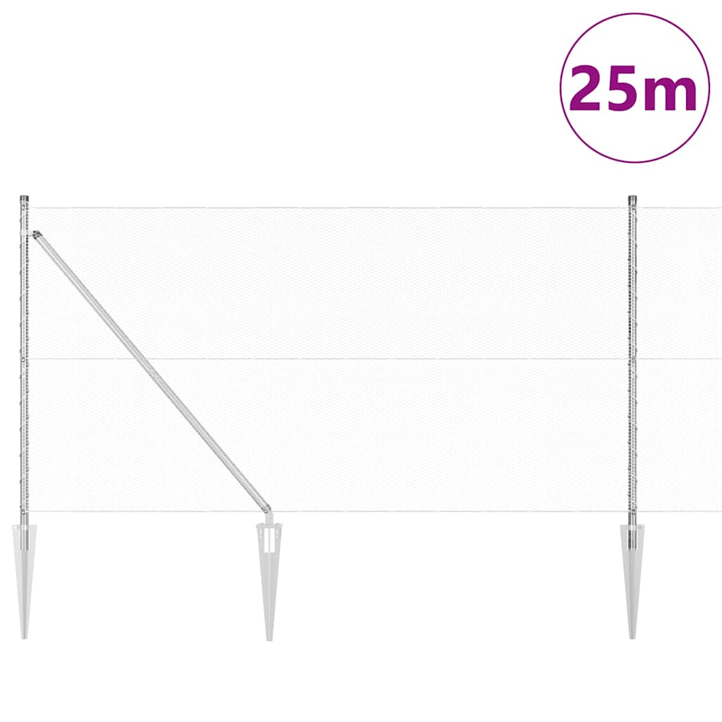 Gjerde med innlegg. sølv 1.2 x 25 m PVC-belagt stål