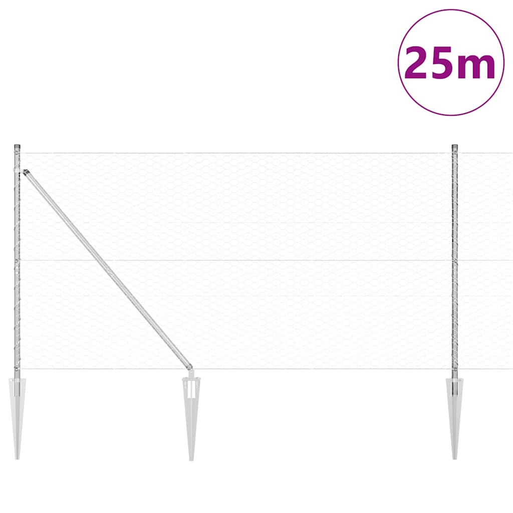 Gjerde med innlegg. sølv 1.2 x 25 m PVC-belagt stål