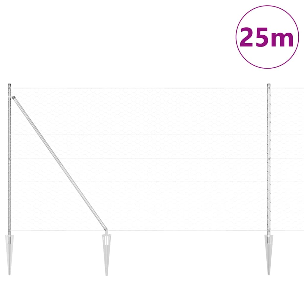 Svweiende trådgjerde med spisser 25 x 1,6 m (B x H)