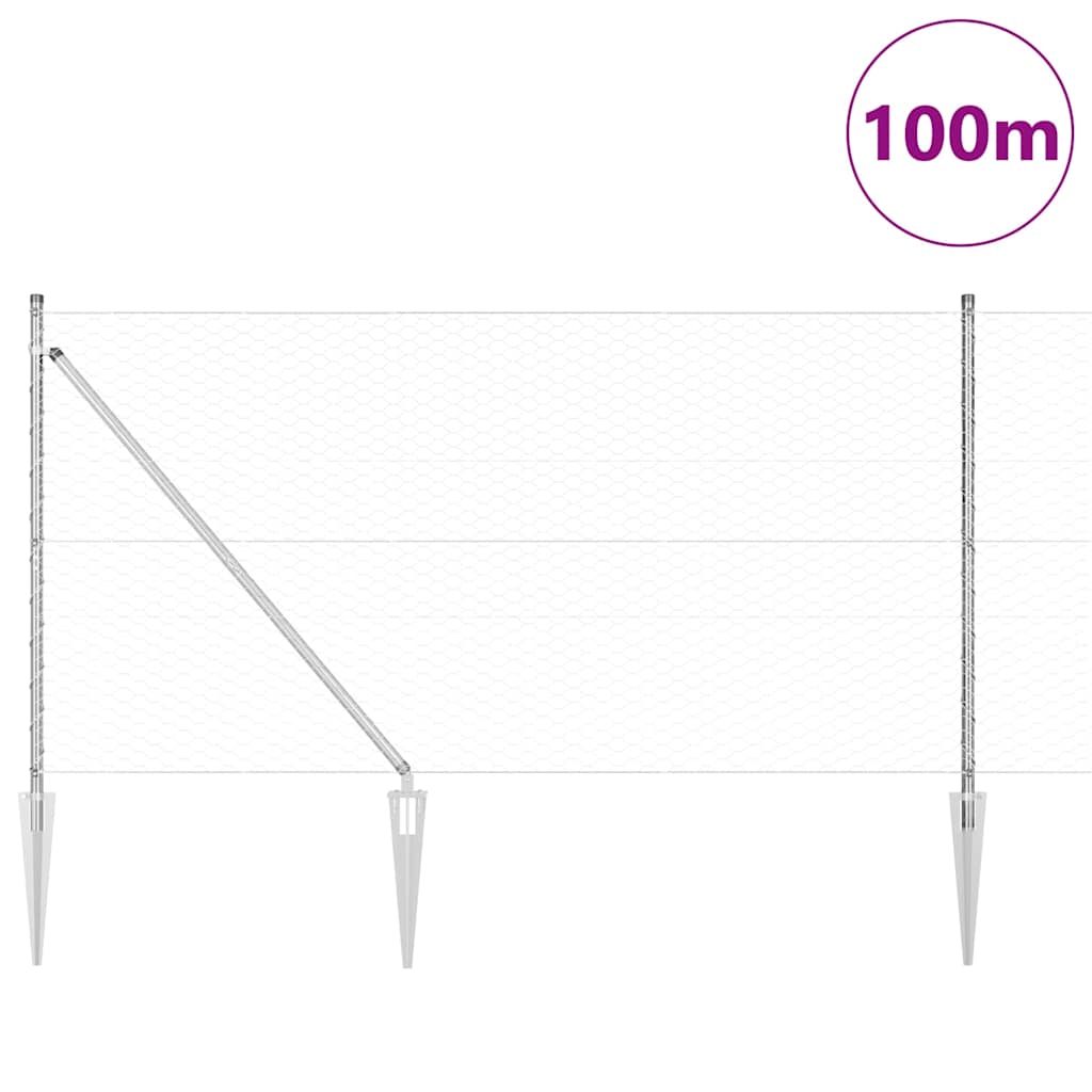 Gjerde med innlegg. sølv 1.2 x 100 m PVC-belagt stål