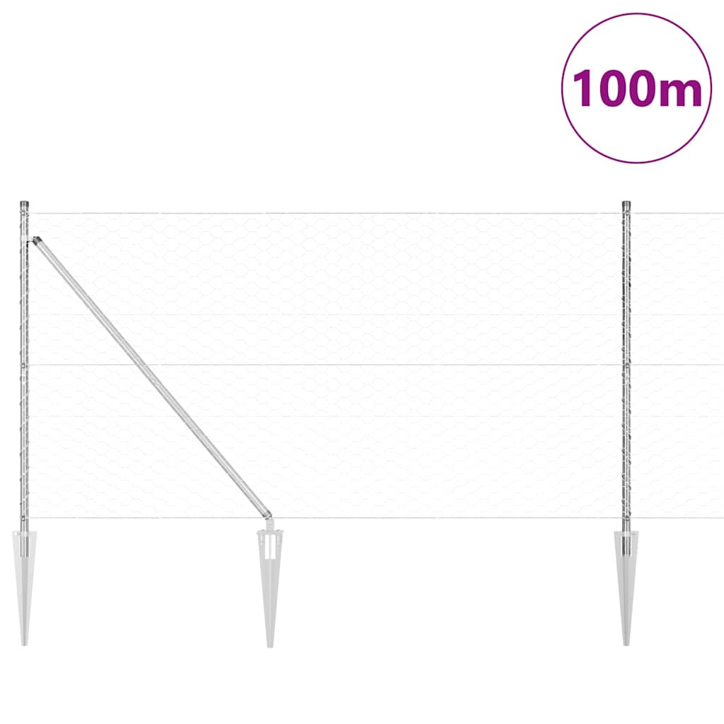 Gjerde med innlegg. sølv 1.2 x 100 m PVC-belagt stål