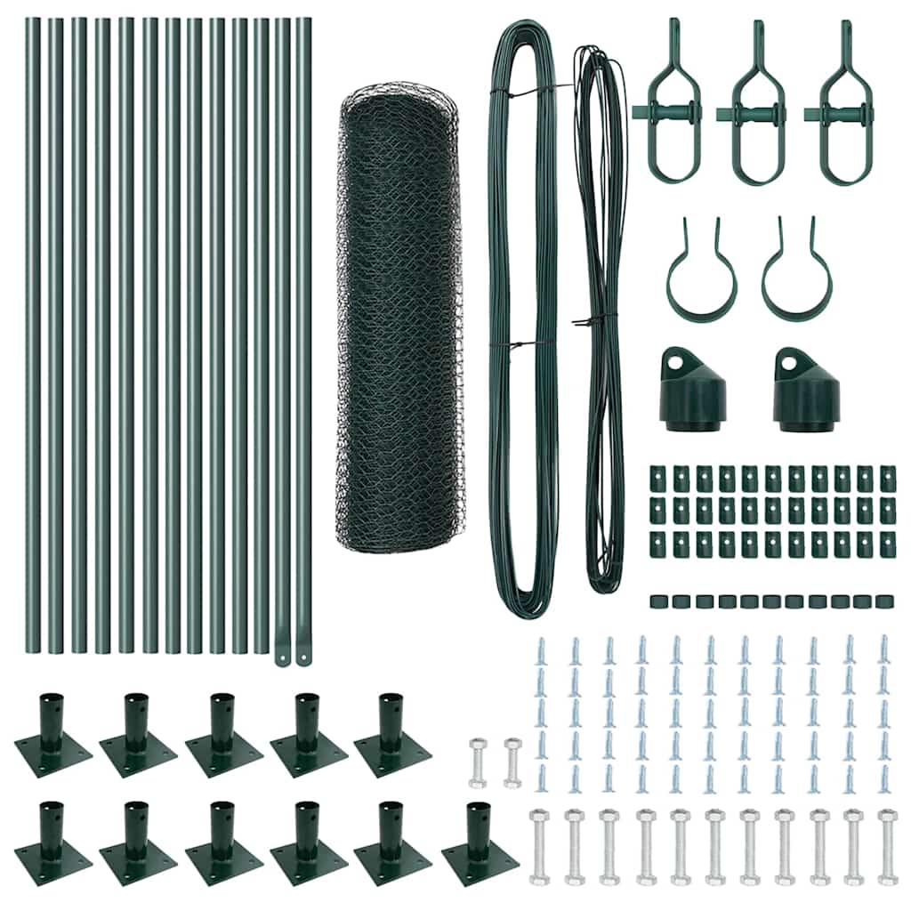 Sekskantet gjerde med betongbase 25 x 0,5 m PVC-belagt stål