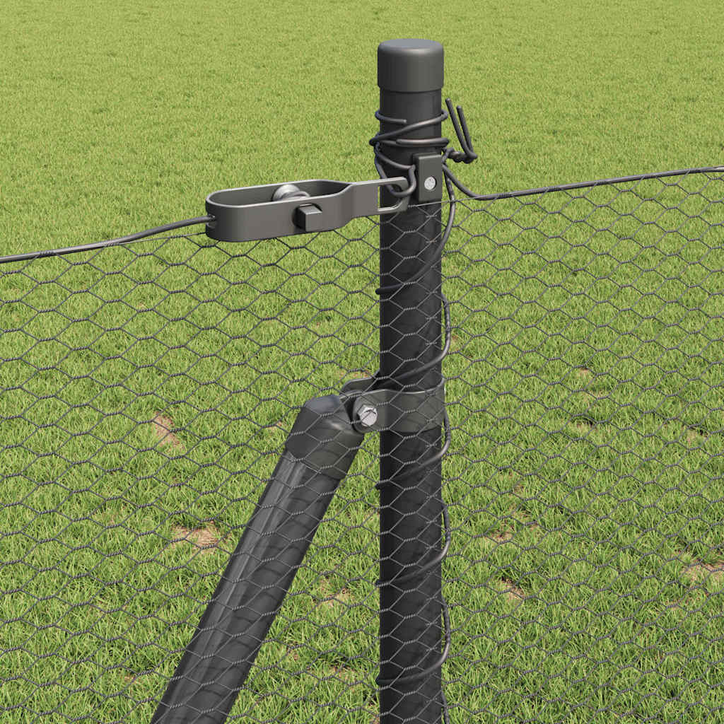 Sekskantet gjerde med betongbase 10 x 1 m PVC-belagt stål Grå