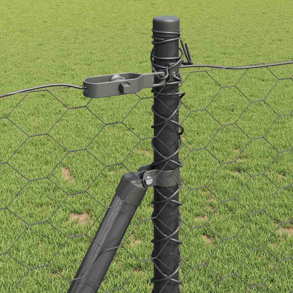 Sekskantet gjerde med betongbase 10 x 1 m PVC-belagt stål Grå