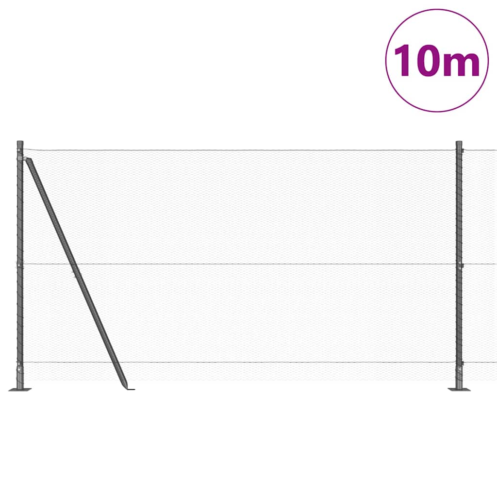 Sekskantet gjerde med betongbase 10 x 1,2 m PVC-belagt stål Grå