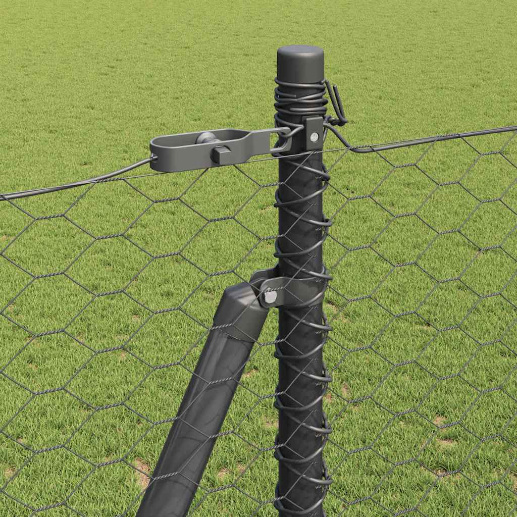 Sekskantet gjerde med betongbase 10 x 1,6 m PVC-belagt stål Grå