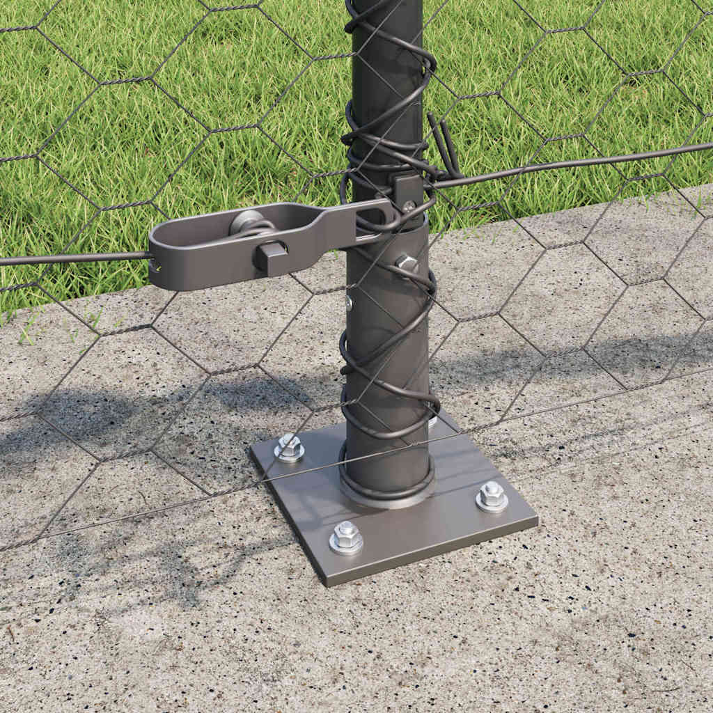 Sekskantet gjerde med betongbase 25 x 0,6 m PVC-belagt stål Grå