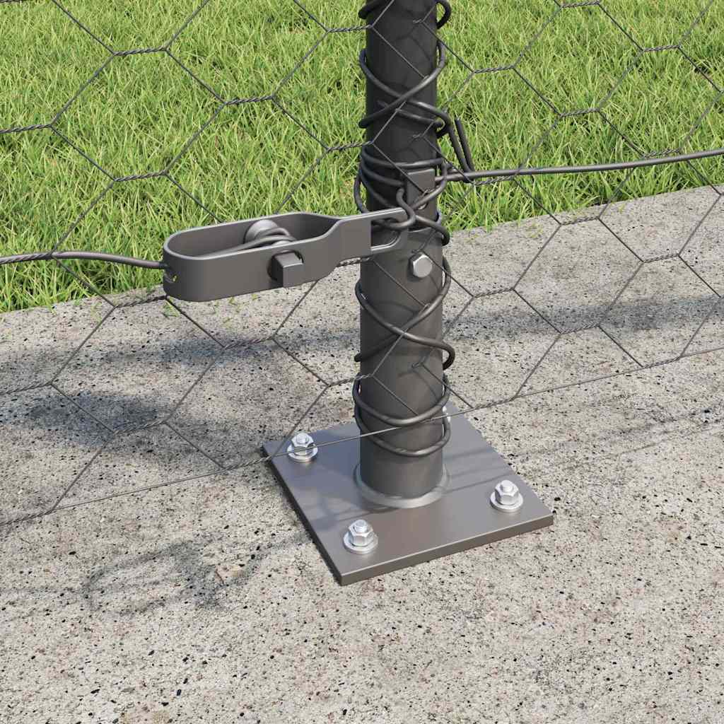 Sekskantet gjerde med betongbase 25 x 0,8 m PVC-belagt stål Grå