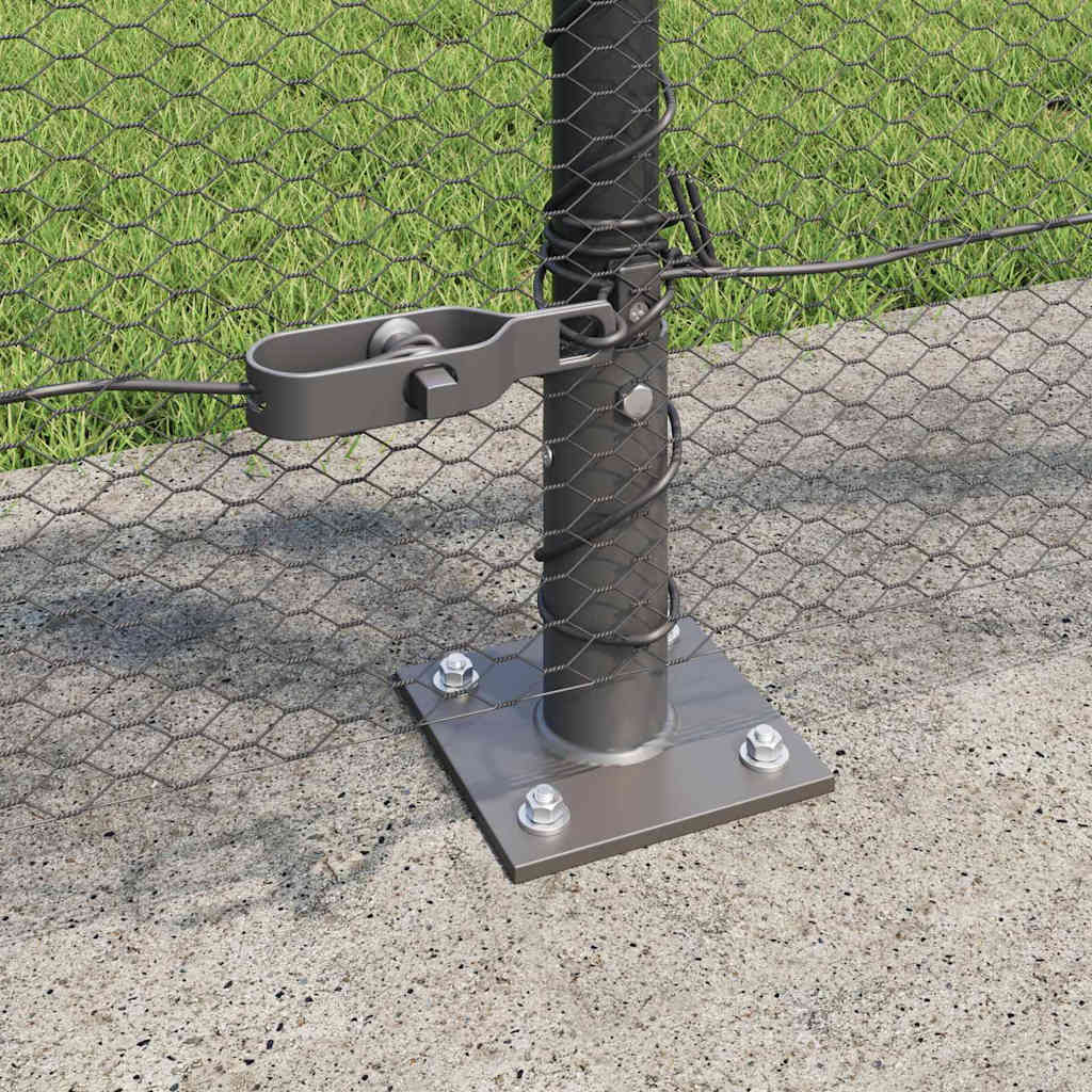 Sekskantet gjerde med betongbase 25 x 1 m PVC-belagt stål Grå