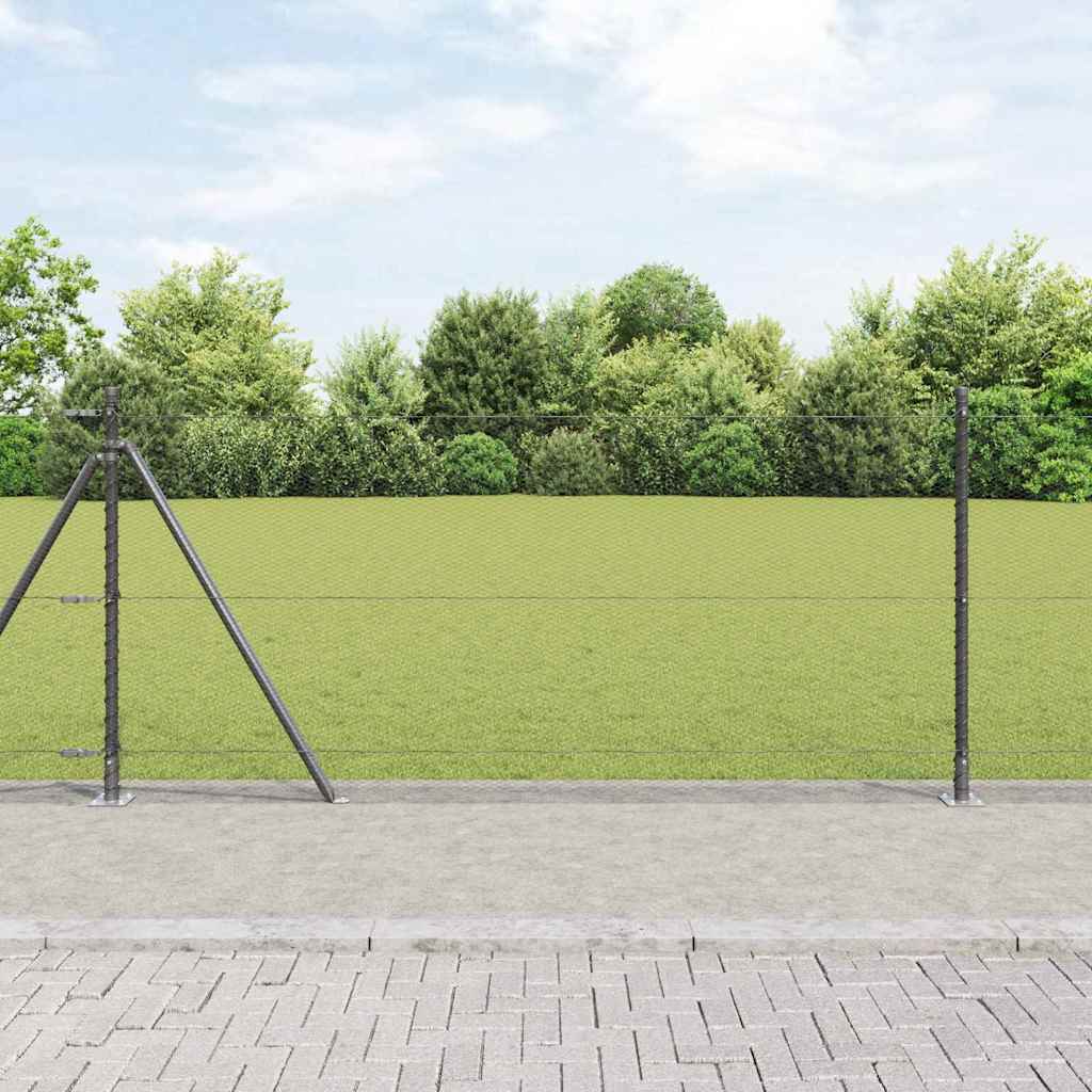 Sekskantet gjerde med betongbase 25 x 1 m PVC-belagt stål Grå