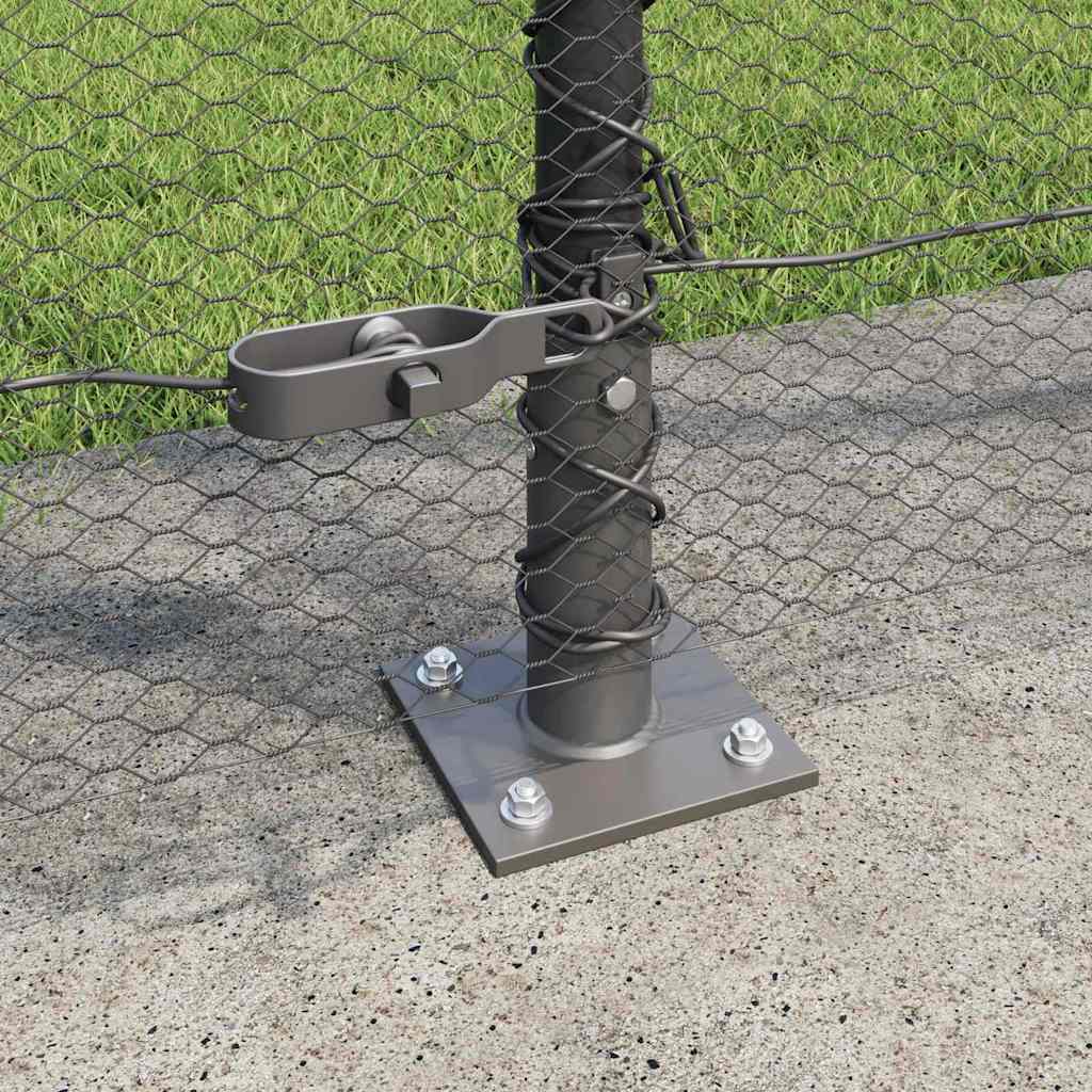 Sekskantet gjerde med betongbase 25 x 1,6 m PVC-belagt stål Grå