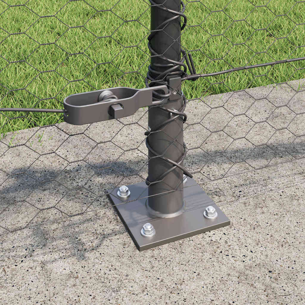 Sekskantet gjerde med betongbase 50 x 0,4 m PVC-belagt stål Grå