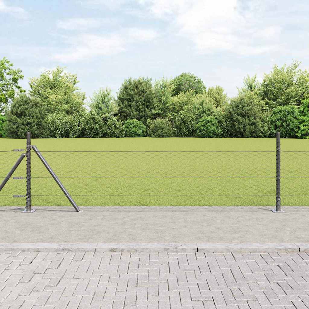 Sekskantet gjerde med betongbase 50 x 0,5 m PVC-belagt stål Grå