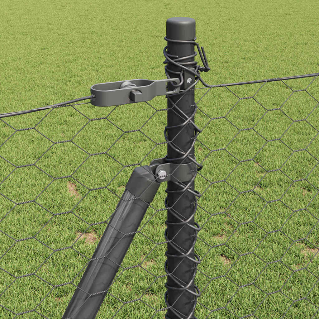 Sekskantet gjerde med betongbase 50 x 1 m PVC-belagt stål Grå