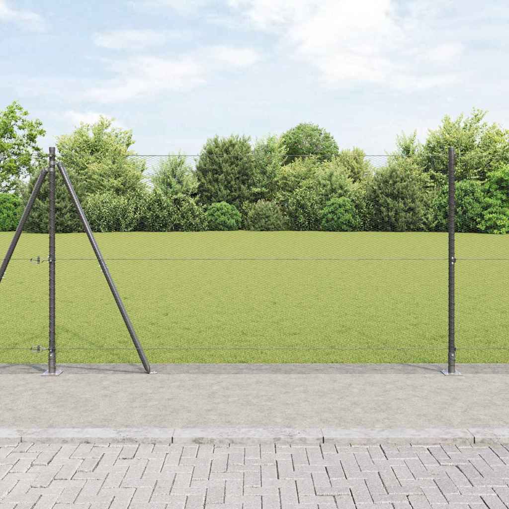 Sekskantet gjerde med betongbase 50 x 1,2 m PVC-belagt stål Grå