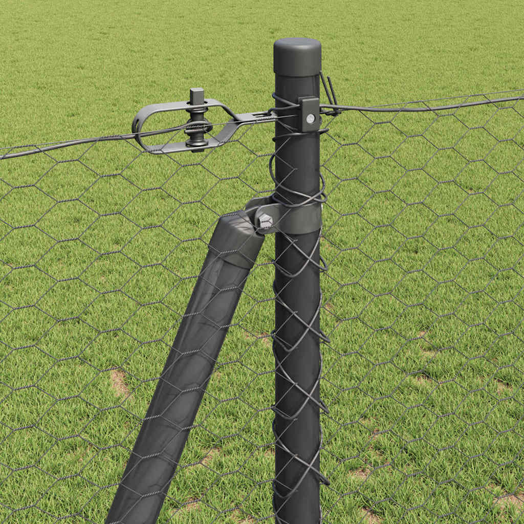 Sekskantet gjerde med betongbase 50 x 1,2 m PVC-belagt stål Grå