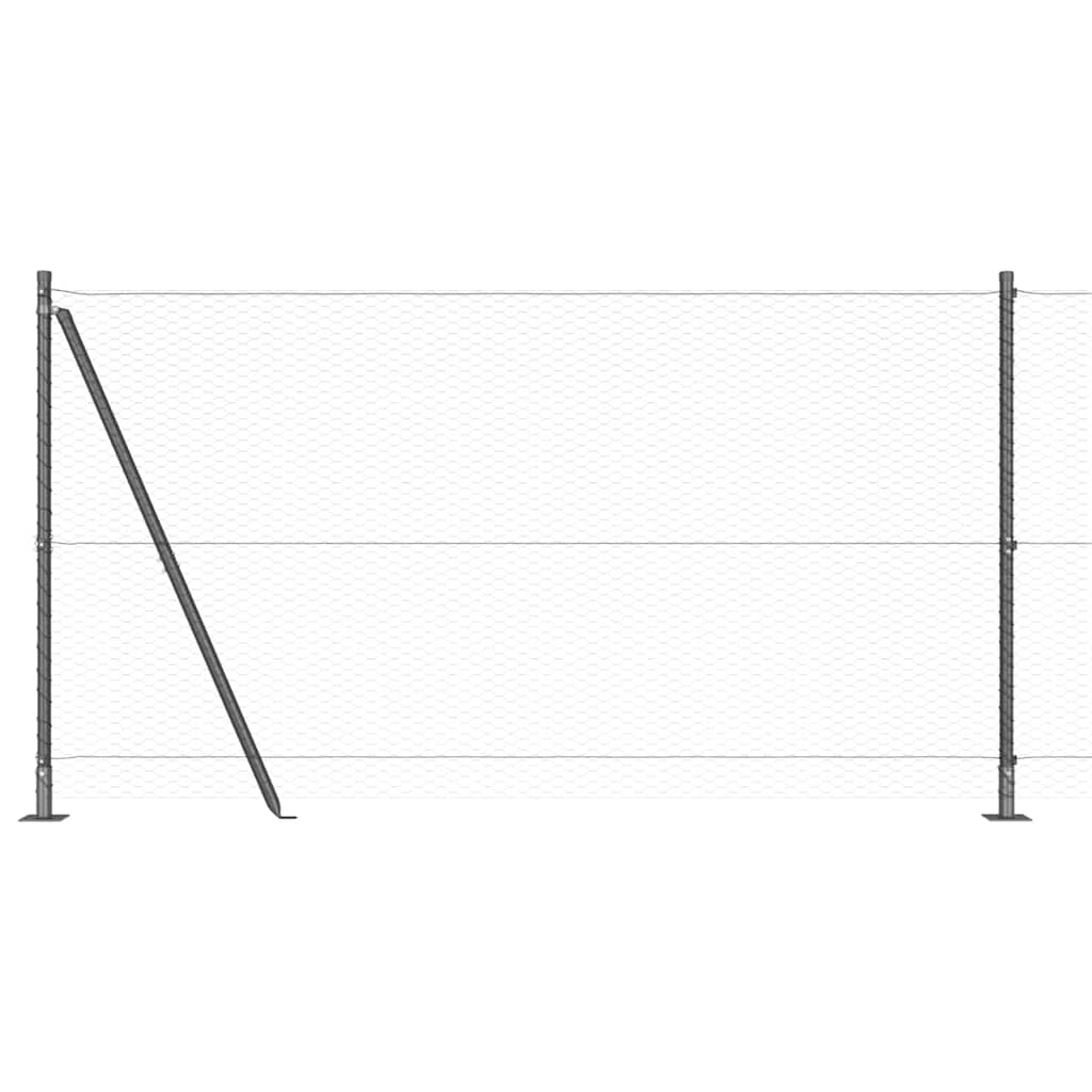 Sekskantet gjerde med betongbase 50 x 1,2 m PVC-belagt stål Grå