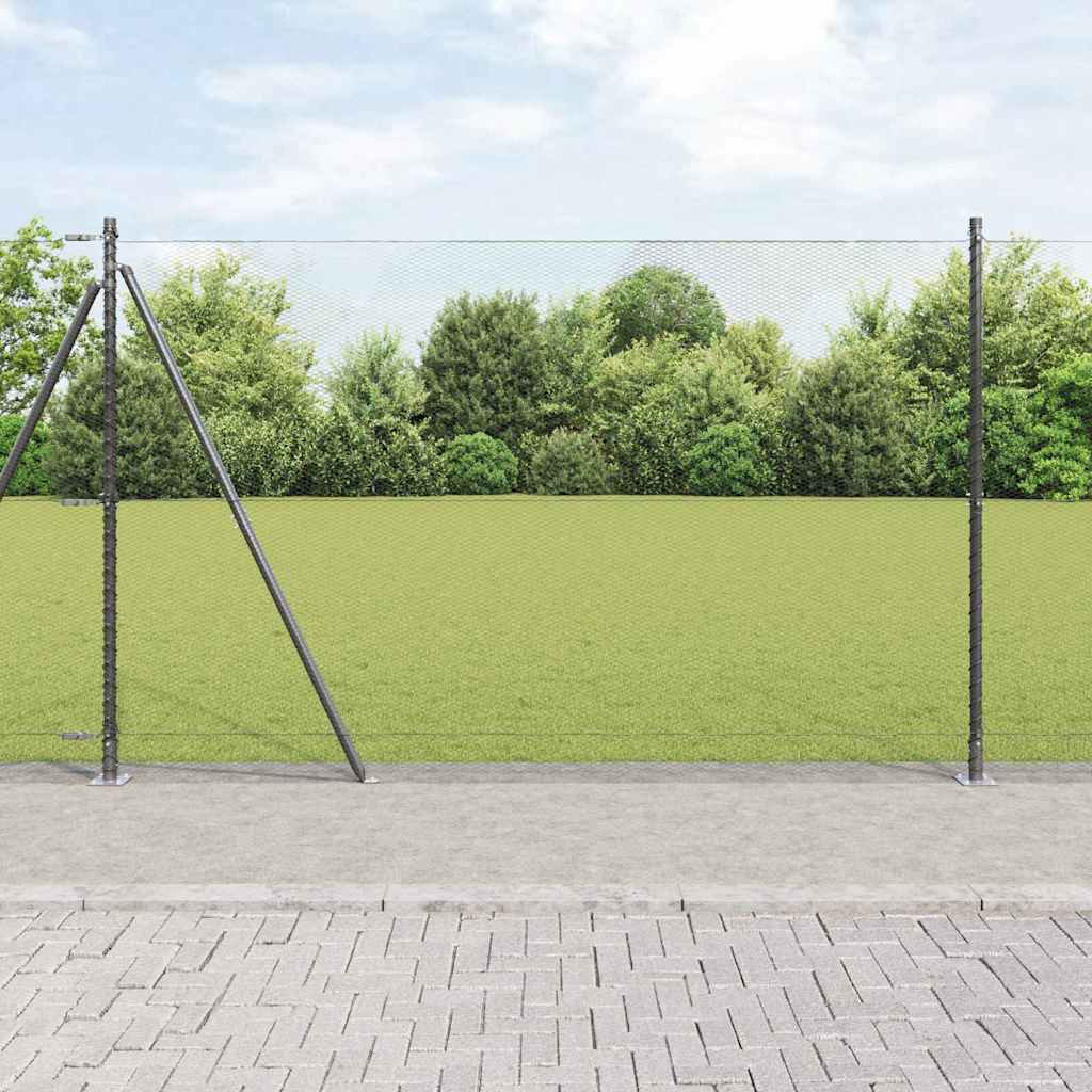 Sekskantet gjerde med betongbase 50 x 1,6 m PVC-belagt stål Grå