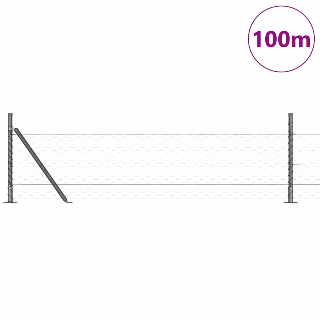 Sekskantet gjerde med betongbase 100 x 0,5 m PVC-belagt stål