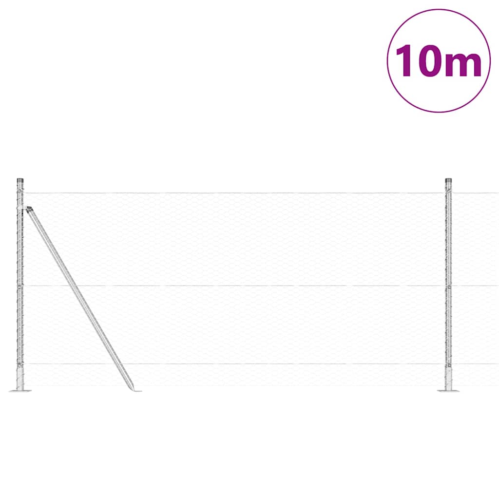 Gjerde med innlegg. sølv 1 x 10 m PVC-belagt stål