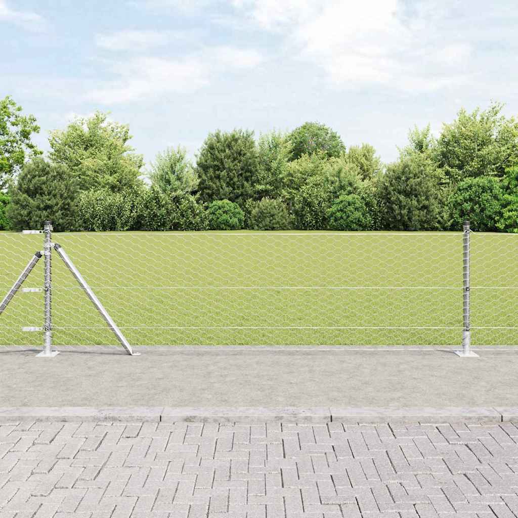 Gjerde med innlegg. sølv 0.6 x 25 m PVC-belagt stål
