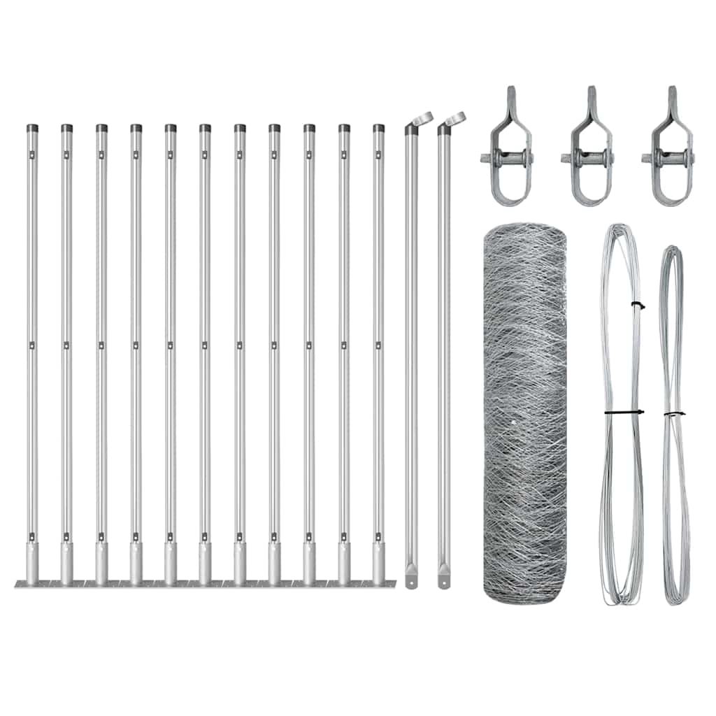 Gjerde med innlegg. sølv 0.6 x 25 m PVC-belagt stål
