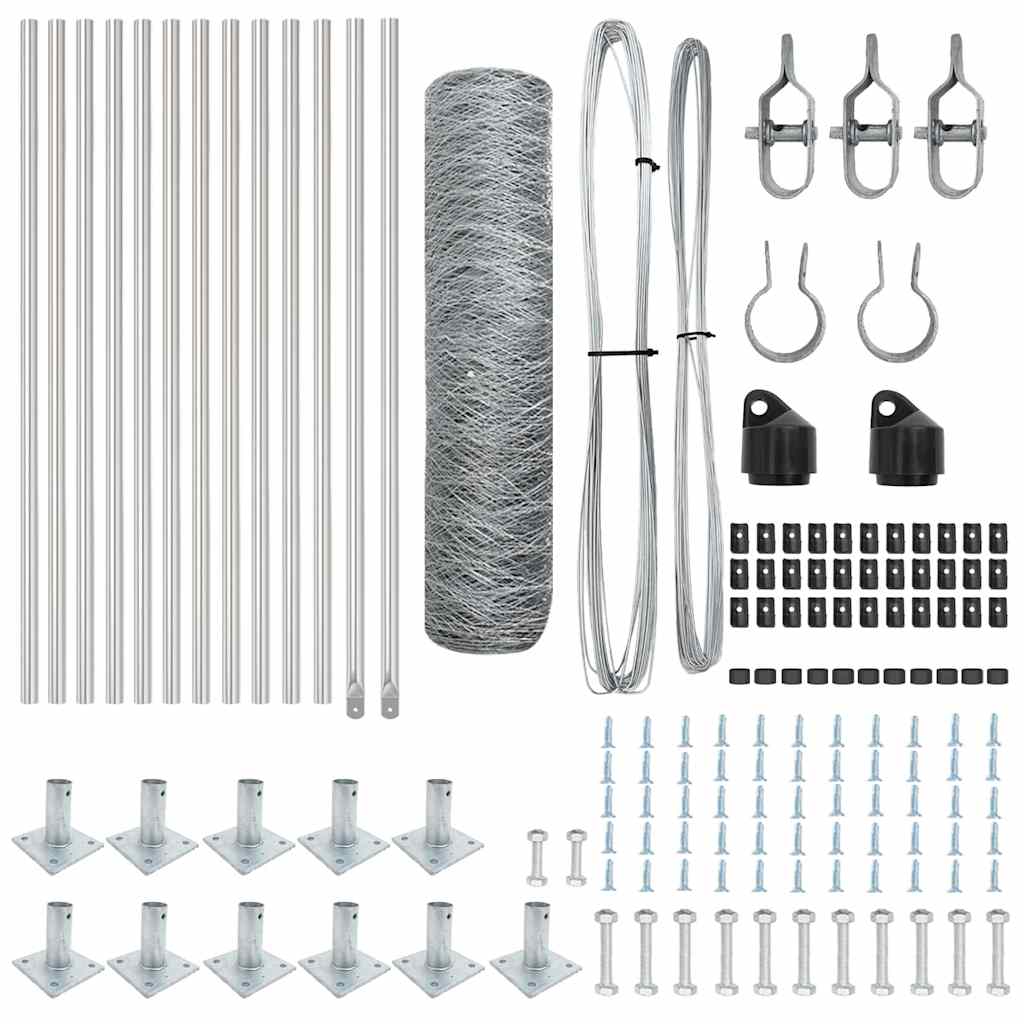 Gjerde med innlegg. sølv 0.6 x 25 m PVC-belagt stål