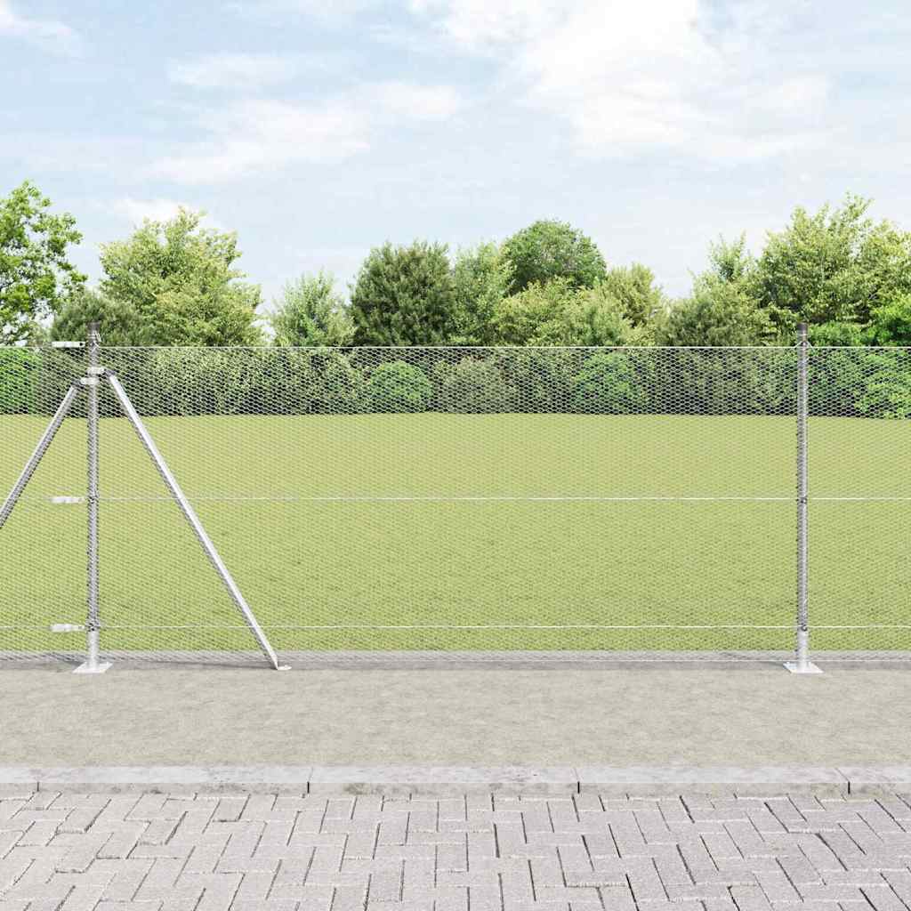 Gjerde med innlegg. sølv 1 x 50 m PVC-belagt stål