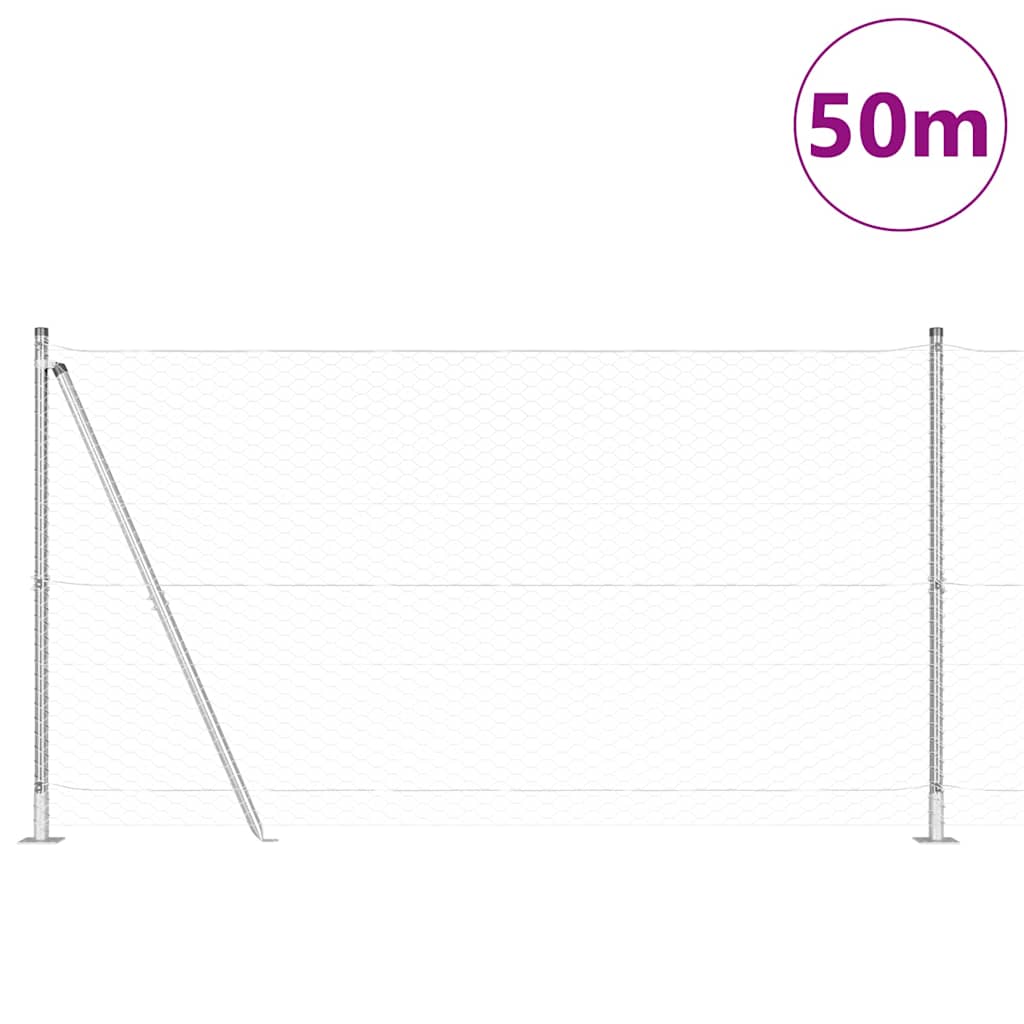 Sekskantet gjerde med betongbase 50 x 1,2 m Galvanisert stål