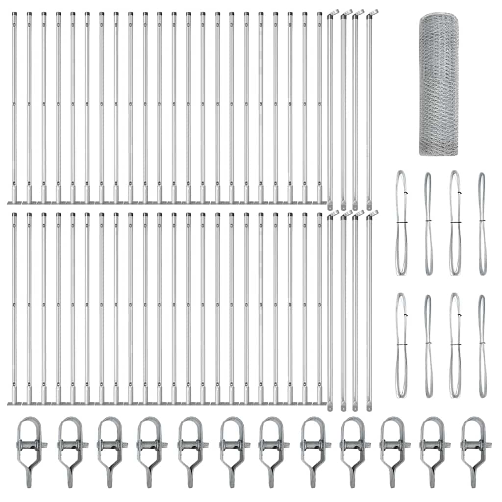Sekskantet gjerde med betongbase 100 x 0,8 m Galvanisert stål