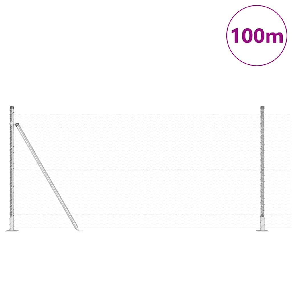 Sekskantet gjerde med betongbase 100 x 0,8 m Galvanisert stål