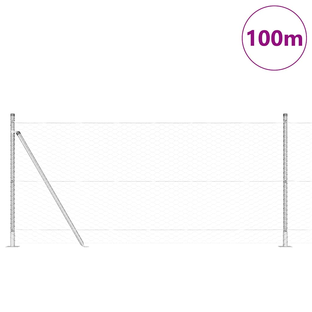 Sekskantet gjerde med betongbase 100 x 1 m Galvanisert stål