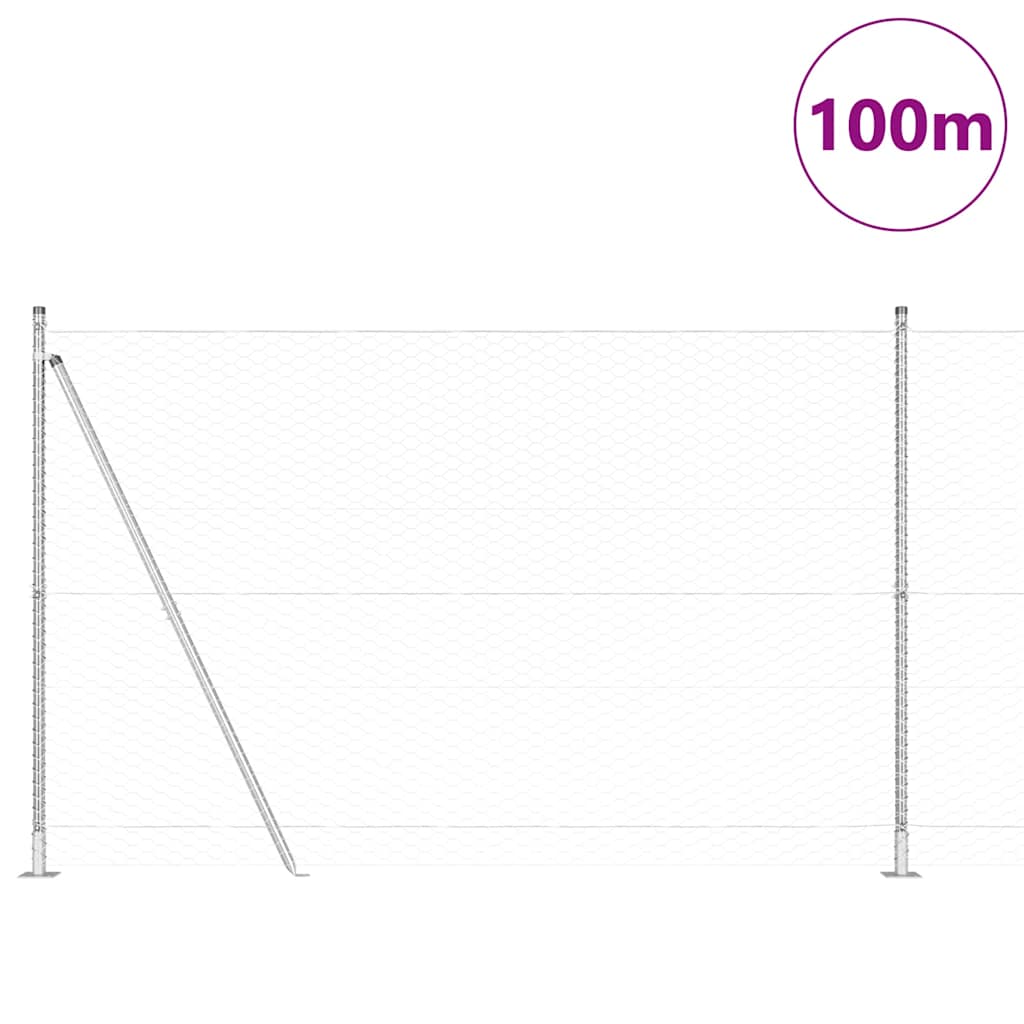 Sekskantet gjerde med betongbase 100 x 1,6 m Galvanisert stål