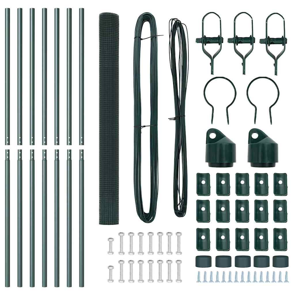 Gjerdepåle grønn 10 x 1,6 m (16 x 16 mm netting) Stål og PVC vidaXL