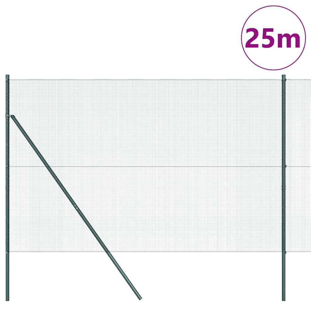 Sveiset trådgjerde for bakken 25 x 1,5 m PVC-belagt stål Grønn