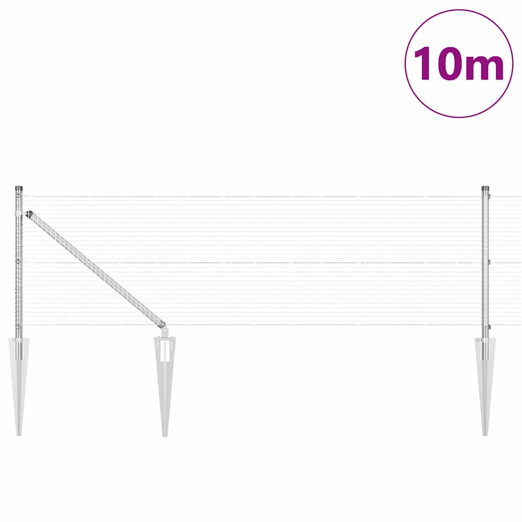 Svweiende trådgjerde med spisser 10 x 0,6 m Galvanisert stål